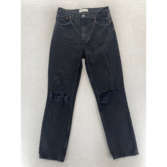 Abercrombie & Fitch Curve Love Jeans‎ Women's 28/6 The 90s Straight Black Denim - Picture 1 of 13